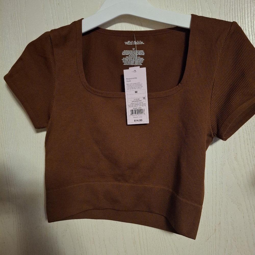Wild Fable Chocolate Ribbed Crop Top